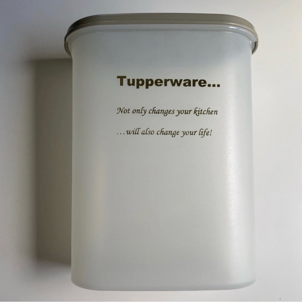 Tupperware Modular Mates Oval #4 Hostess Logo Container  9 3/4 Cups  Tan